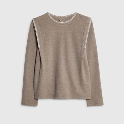 Brown Long Sleeve Whipstitch Sweatshirt