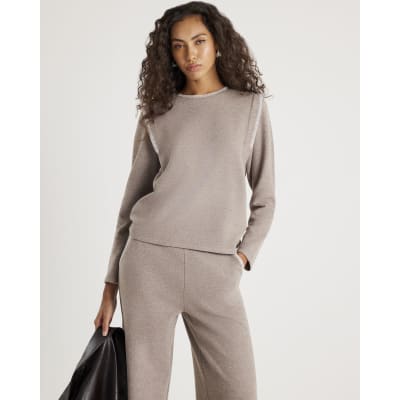 Brown Long Sleeve Whipstitch Sweatshirt