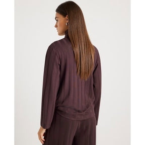 Brown Long Sleeve Wide Ribbed Top