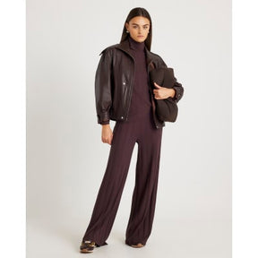 Brown Long Sleeve Wide Ribbed Top