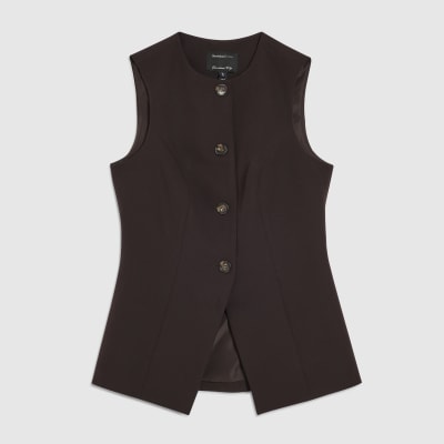 Brown Longline Tailored Waistcoat