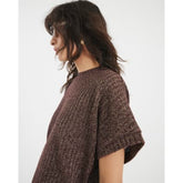 Brown Lurex Ribbed T-Shirt