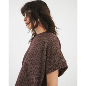 Brown Lurex Ribbed T-Shirt