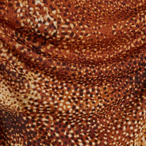 Brown Mesh Long Sleeve Spot Print Midi Dress