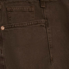 Brown Mid Rise Baggy Wide Leg Jeans