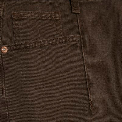 Brown Mid Rise Baggy Wide Leg Jeans