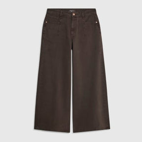Brown Mid Rise Baggy Wide Leg Jeans