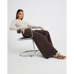 Brown Mid Rise Baggy Wide Leg Jeans