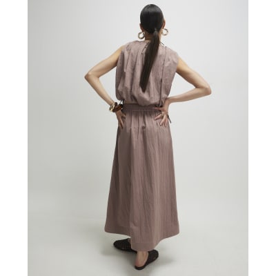 Brown Midi Full Skirt