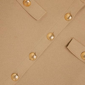 Brown Military Button Detail T-shirt