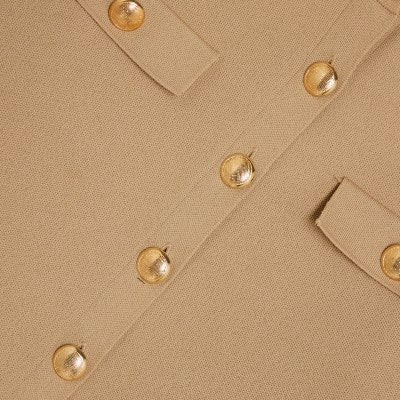 Brown Military Button Detail T-shirt