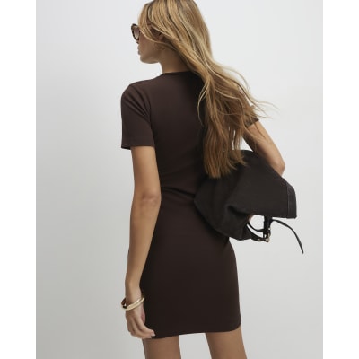 Brown Mini T-Shirt Dress