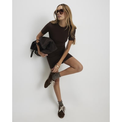 Brown Mini T-Shirt Dress