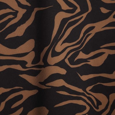 Brown Neoprene Zebra Print Boxy T-shirt