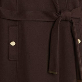 Brown Notch Collar Belted Wrap Coat
