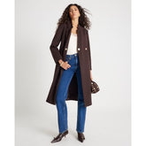 Brown Notch Collar Belted Wrap Coat