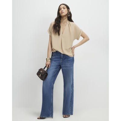 Brown Notch Neck T-Shirt