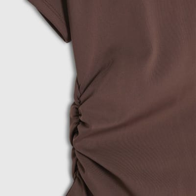 Brown One Shoulder Drape Top