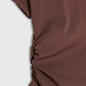 Brown One Shoulder Drape Top