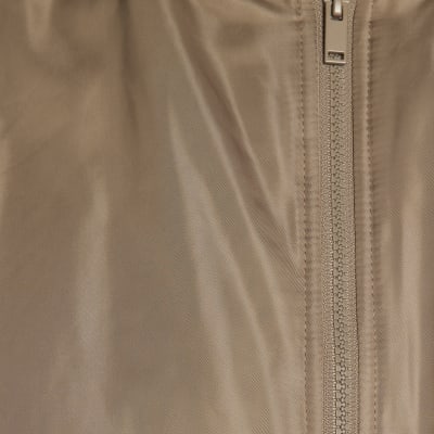 Brown Oversized Bubble Hem Bomber Jacket
