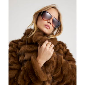 Brown Pelted Faux Fur Longline Coat