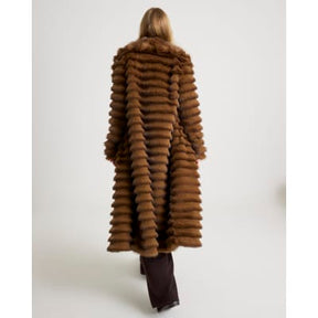 Brown Pelted Faux Fur Longline Coat