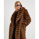 Brown Pelted Faux Fur Longline Coat