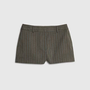 Brown Pinstripe Micro Shorts