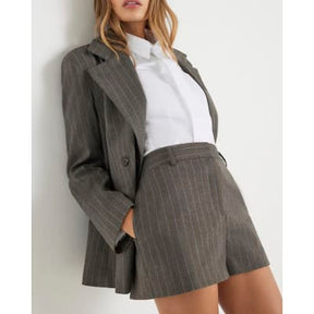 Brown Pinstripe Micro Shorts