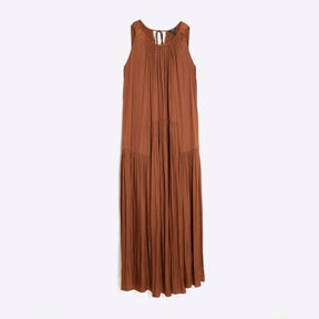 Brown Pleated Maxi Dress