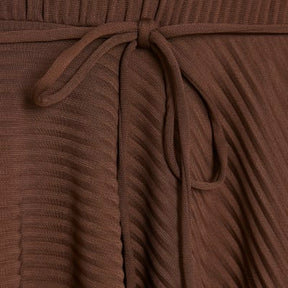 Brown Plisse Sleeveless Peplum Top