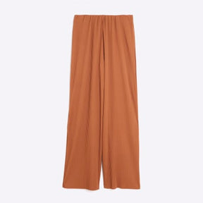 Brown Plisse Wide Leg Trousers