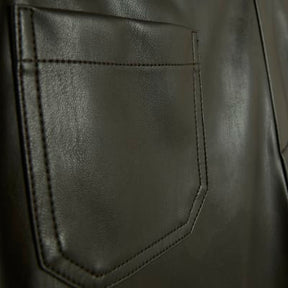 Brown Pocket Faux Leather Bootcut Trousers