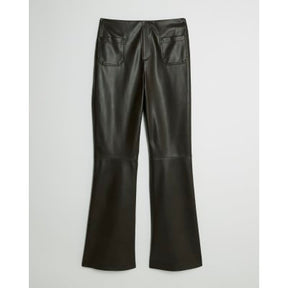 Brown Pocket Faux Leather Bootcut Trousers
