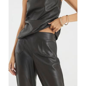 Brown Pocket Faux Leather Bootcut Trousers