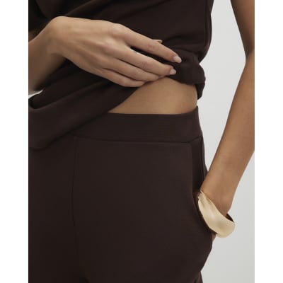 Brown Ponte Wide Leg Trousers