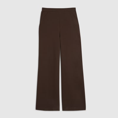 Brown Ponte Wide Leg Trousers
