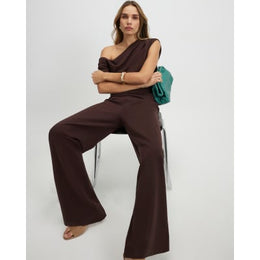 Brown Ponte Wide Leg Trousers