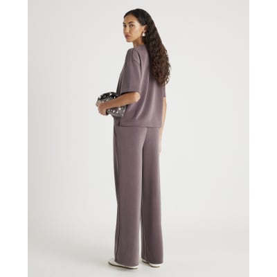 Brown Premium Drawstring Wide leg joggers
