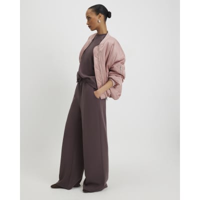 Brown Premium Drawstring Wide Leg Joggers