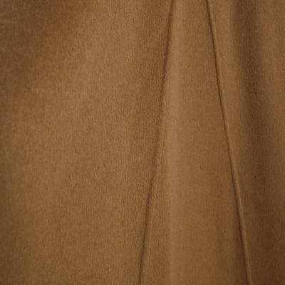 Brown Premium Godet Wool Blend Midi Skirt