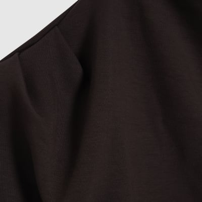 Brown Premium Short Sleeve Gathered Side Top