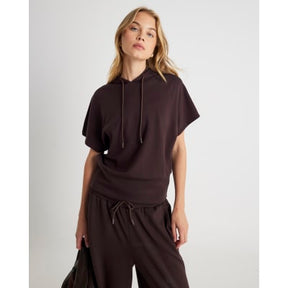 Brown Premium Short Sleeve Hooded Top