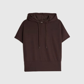 Brown Premium Short Sleeve Hooded Top