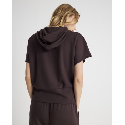 Brown Premium Short Sleeve Hooded Top