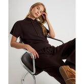 Brown Premium Short Sleeve Hooded Top