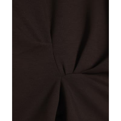Brown Premium Short Sleeve Tuck Side Top