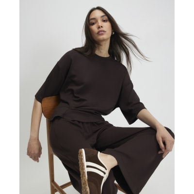 Brown Premium Short Sleeve Tuck Side Top