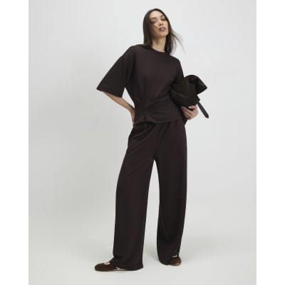 Brown Premium Short Sleeve Tuck Side Top