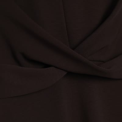 Brown Premium Twist Front Midi Dress